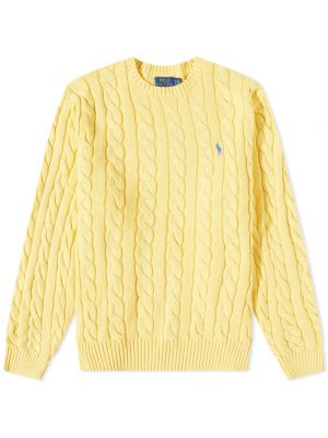 Трикотажный хлопковый свитер с круглым вырезом Polo Ralph Lauren желтый
