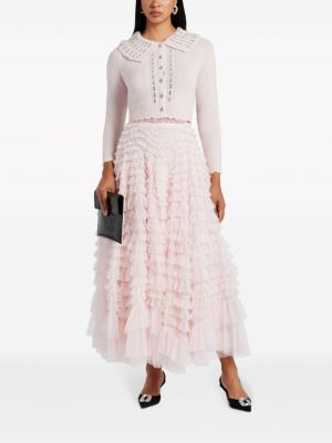 Midi sukně s volány Needle & Thread růžové