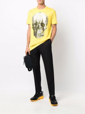Tričko s korálky Philipp Plein žluté