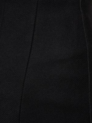 Voľná vlnená midi sukňa s vysokým pásom Patou čierna
