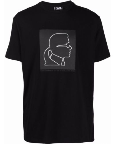 Camiseta con estampado de tela jersey Karl Lagerfeld negro