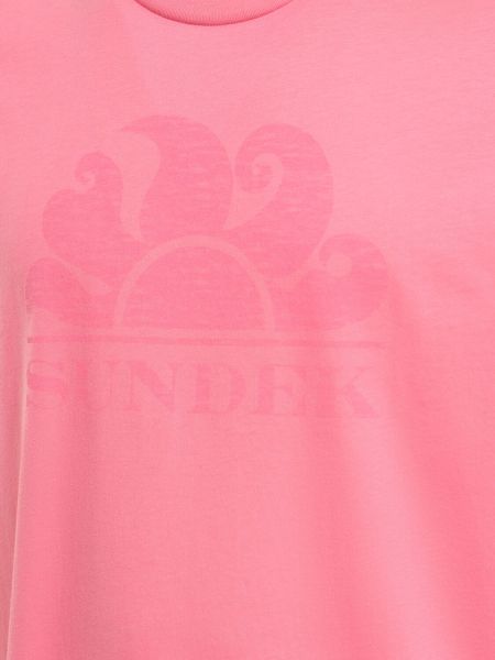 Džersis raštuotas medvilninis marškinėliai Sundek rožinė