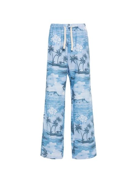 Spodnie z nadrukiem Palm Angels niebieskie