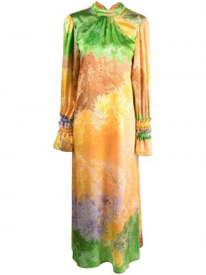 Копринена рокля с принт Helmstedt жълто