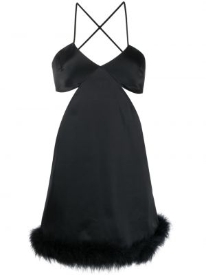 Koktejlkové šaty s perím Amen čierna