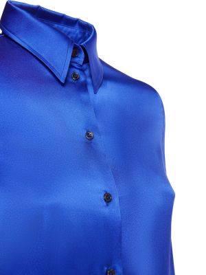 Копринена сатенена прилепнала риза Tom Ford синьо