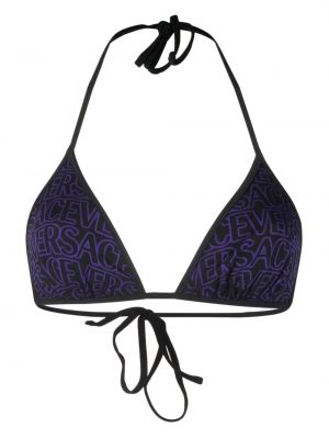 Bikini con stampa reversibile Versace nero