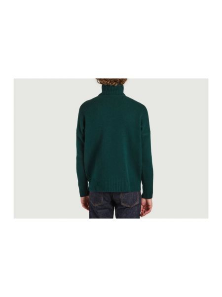 Jersey cuello alto de lana con cuello alto de tela jersey Harmony verde