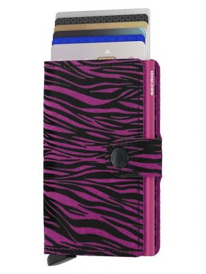 Usnjena denarnica z zebra vzorcem Secrid roza
