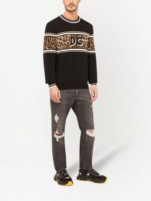 Jersey con estampado leopardo de tela jersey Dolce & Gabbana negro
