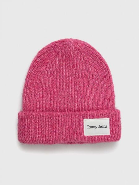 Вълнена шапка Tommy Jeans розово