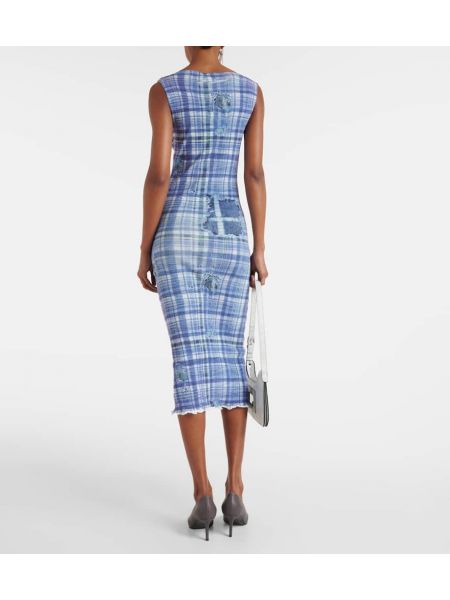 Kockované midi šaty Acne Studios modrá