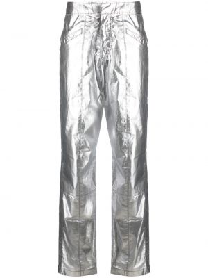 Pantaloni cu picior drept Isabel Marant argintiu