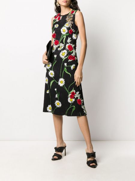 Vestido con bordado de flores bootcut Dolce & Gabbana Pre-owned negro
