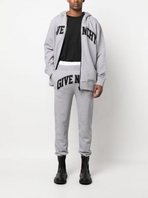 Medvilninis džemperis su gobtuvu su užtrauktuku Givenchy pilka