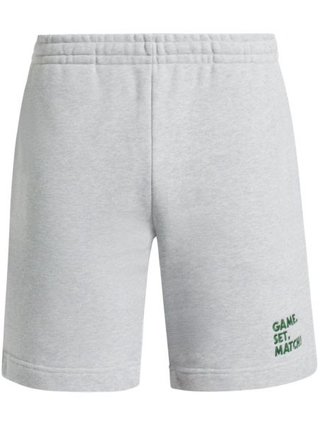 Shorts de sport brodeés avec imprimé slogan en coton Lacoste gris