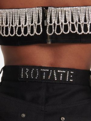 Spódnica jeansowa z kryształkami Rotate Birger Christensen czarna