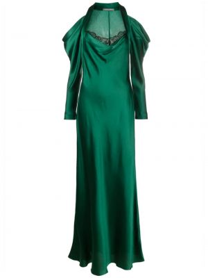 Satenska večerna obleka Alberta Ferretti zelena