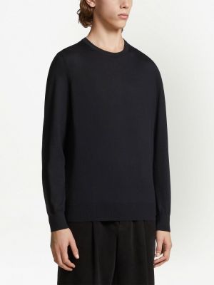 Woll sweatshirt mit rundem ausschnitt Zegna schwarz