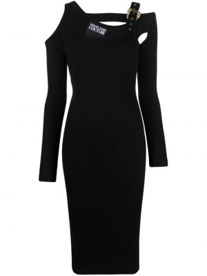 Midi šaty s prackou Versace Jeans Couture čierna
