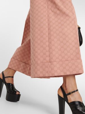 Laza szabású pamut culotte nadrág Gucci rózsaszín