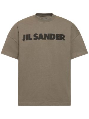 Bavlnené priliehavé tričko Jil Sander zelená
