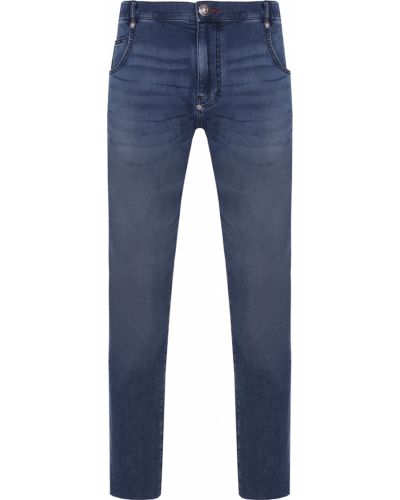 Хлопковые джинсы скинни слим Philipp Plein синие