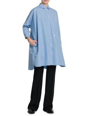 Хлопковая рубашка на пуговицах в полоску Jil Sander синяя