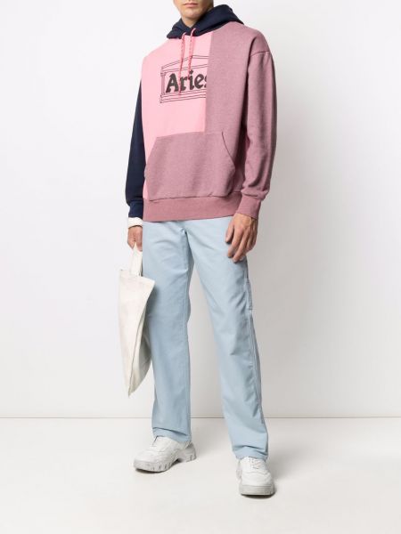 Raštuotas džemperis su gobtuvu Aries rožinė