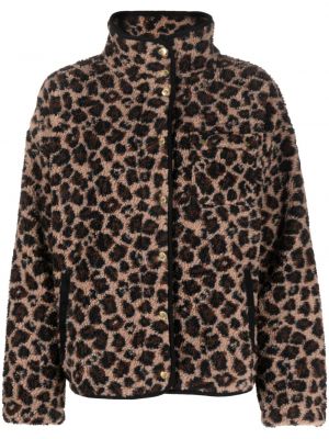 Fleecová bunda s potlačou s leopardím vzorom Barbour International hnedá