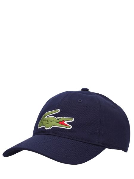Памучна шапка с козирки Lacoste зелено