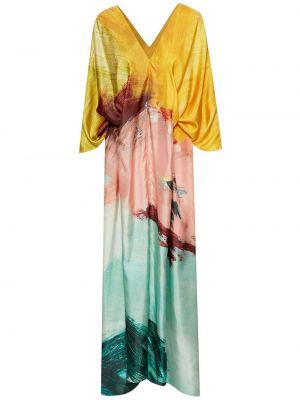 Hedvábné koktejlové šaty s potiskem s abstraktním vzorem Oscar De La Renta