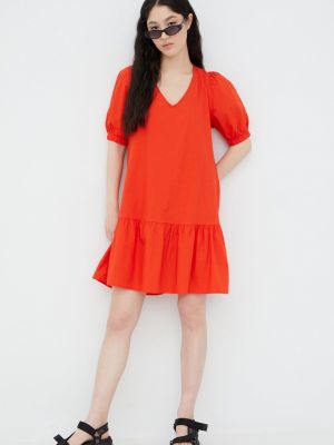 Pamučna mini haljina Vero Moda crvena