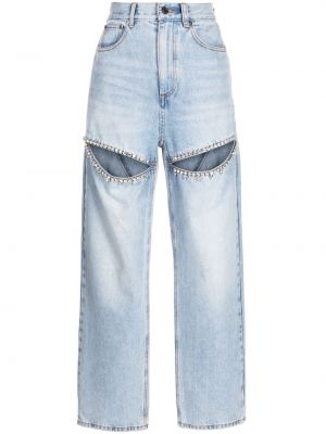 Straight leg jeans con cristalli Area blu