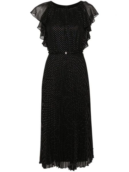 Plisované bodkované midi šaty Nissa čierna