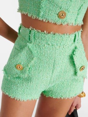 Pantalones cortos de tweed Balmain verde