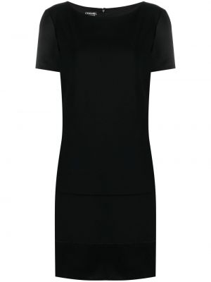 Svilena mini obleka Chanel Pre-owned črna