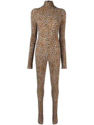 Salopetă slim fit cu imagine cu model leopard Norma Kamali maro