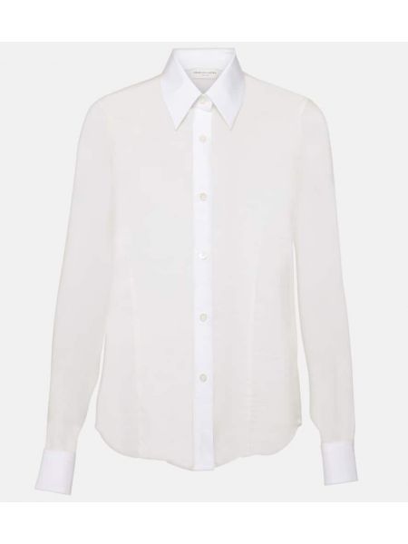 Camicia di seta di cotone Dries Van Noten bianco