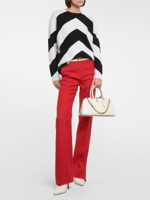 Rovné kalhoty s vysokým pasem Valentino červené