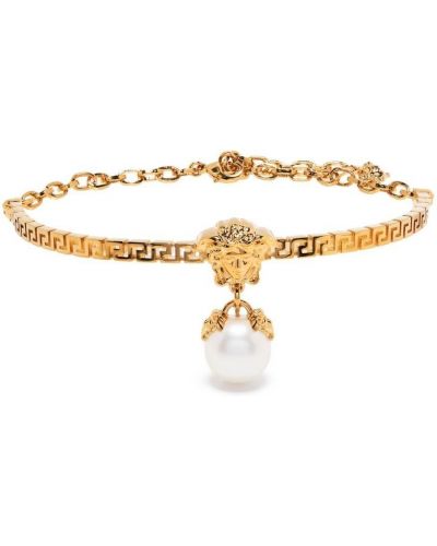 Brosche mit perlen Versace gold
