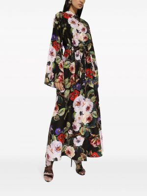 Jedwabna sukienka koszulowa z nadrukiem Dolce And Gabbana