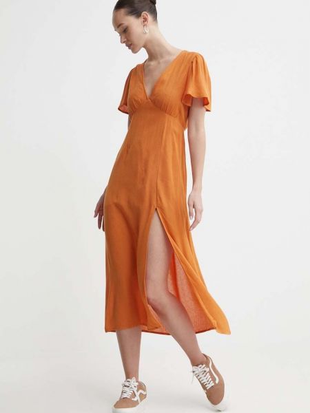 Sukienka midi Billabong pomarańczowa