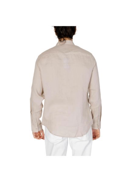 Camisa de lino manga larga Armani Exchange beige