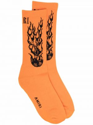 Памучни чорапи с принт Amiri оранжево