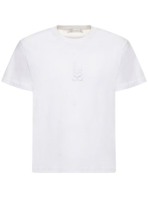 T-shirt di cotone con cristalli Ludovic De Saint Sernin nero