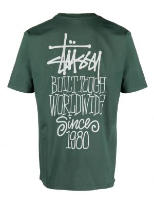 T-shirt en coton à imprimé Stüssy vert