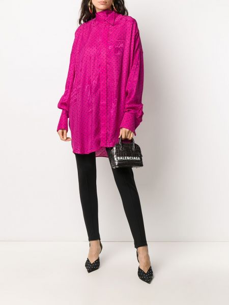 Camisa con lunares con estampado Balenciaga rosa