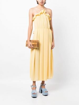 Midi šaty s volány Bambah žluté