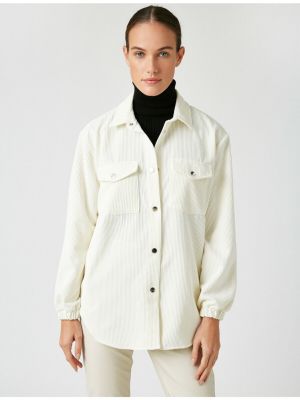 Oversize риза с копчета с джобове Koton бяло
